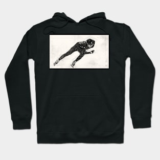 Speed Skater Watercolour Drawing Hoodie